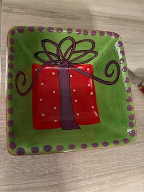 MSC Mainstreet Collection 90s Hand Painted Ceramic Christmas Serving Red Gift